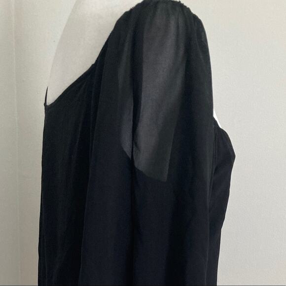 Zara Y2k Blouse size M Black Sheer Long Sleeves V-Neck Puff - Picture 5 of 8